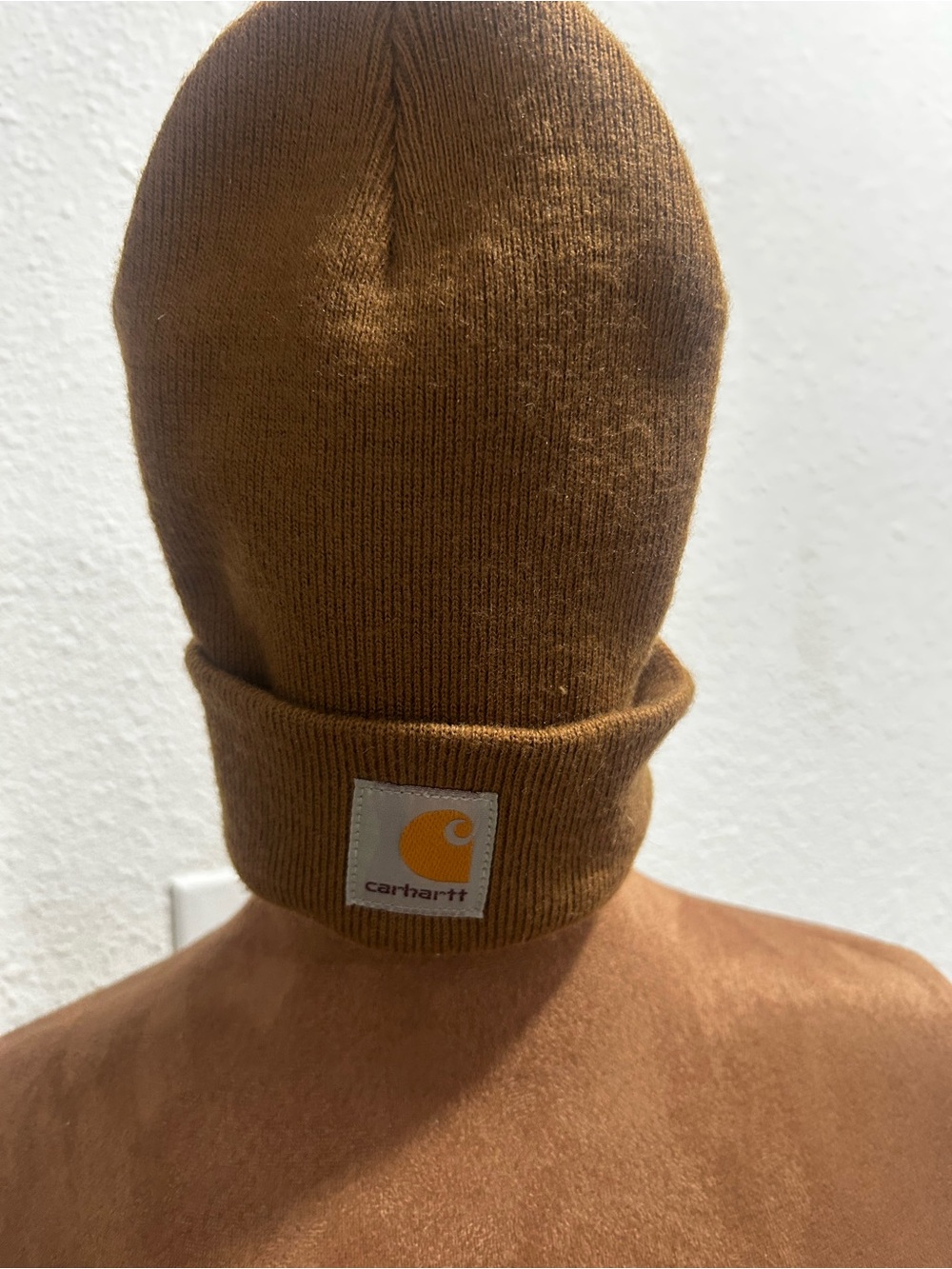 Carhartt Brown Cuffed Knit Beanie with Logo Patch